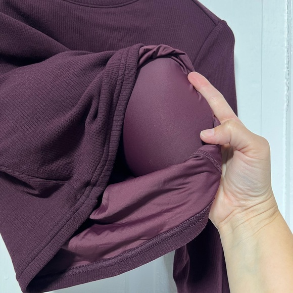 Klassy Network Mock Neck Long Sleeve Ribbed cropped shirt w/ built in padding L - Picture 4 of 9